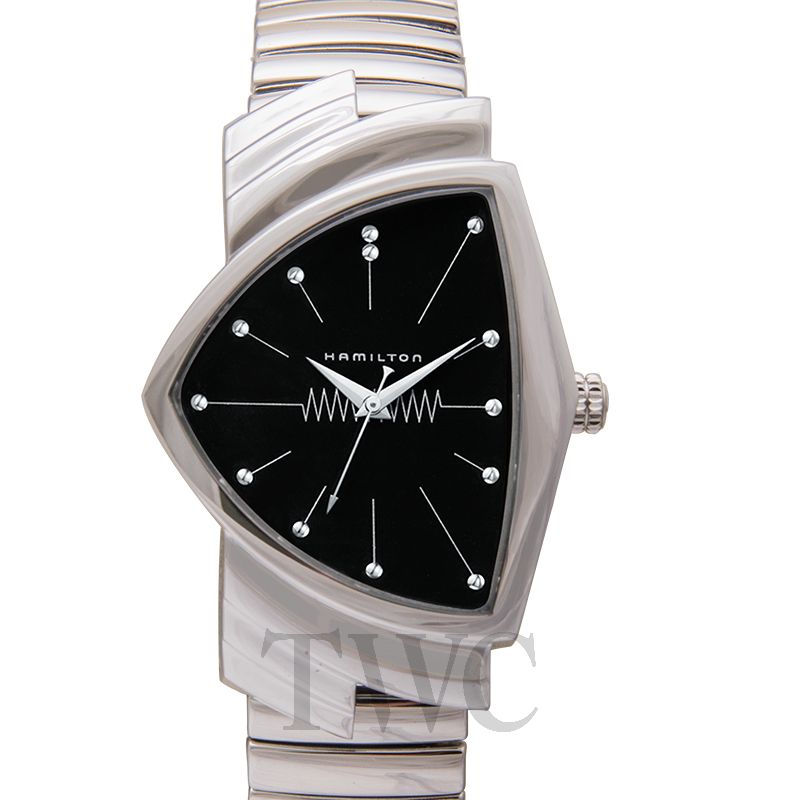 ハミルトン HAMILTON 腕時計 メンズ H24411232 ベンチュラ フレックスブレスレットモデル 32.5mm VENTURA クオーツ ブラックxシルバー アナログ表示