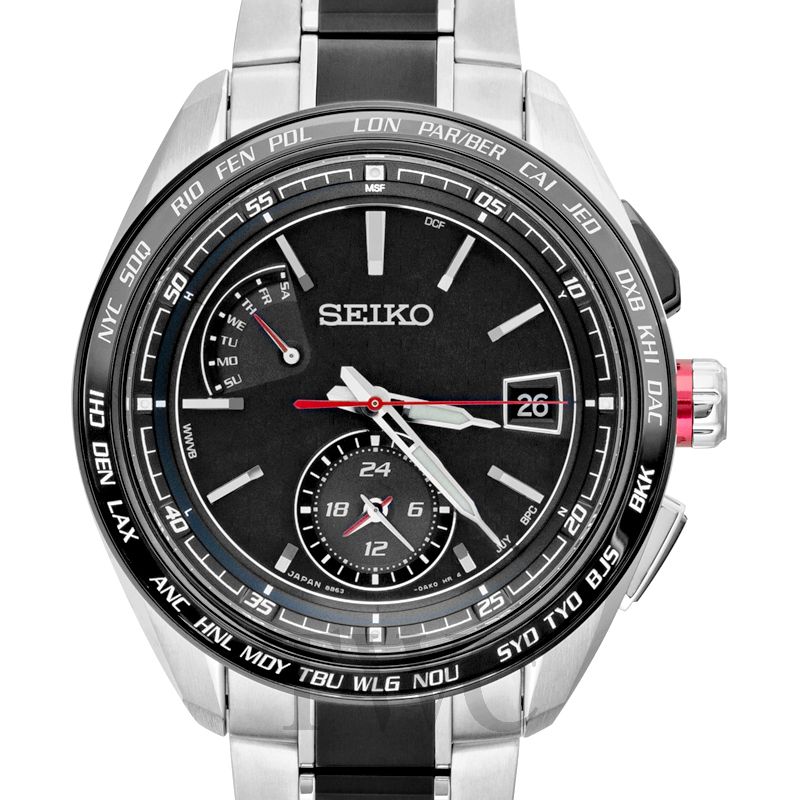 セイコー SEIKO 腕時計 ソーラー電波 ブラック  SAGA259 チタン